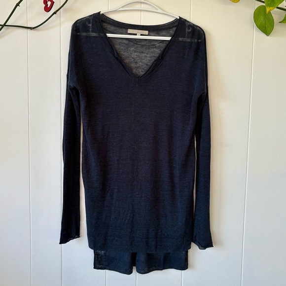 Monk and Lou Navy Long Sleeve Fitted Tunic Top | Size Medium - Picture 2 of 5